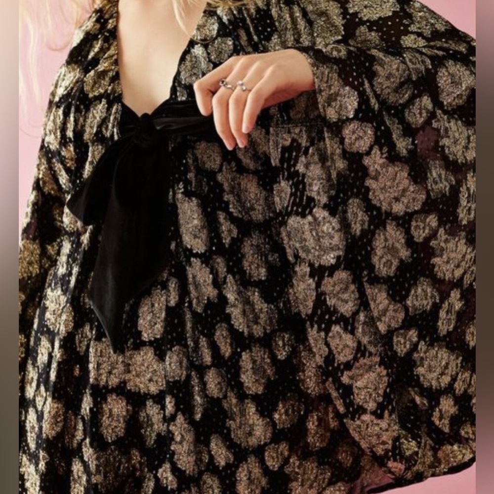 NWT Free People Dazzle Oversized Romper Gold Black Velvet Sparkle Size Large - Picture 2 of 13